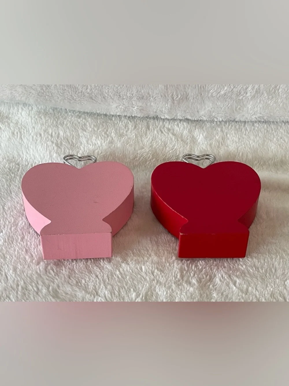 Pink and Red Heart Photo Holders - Set of 2